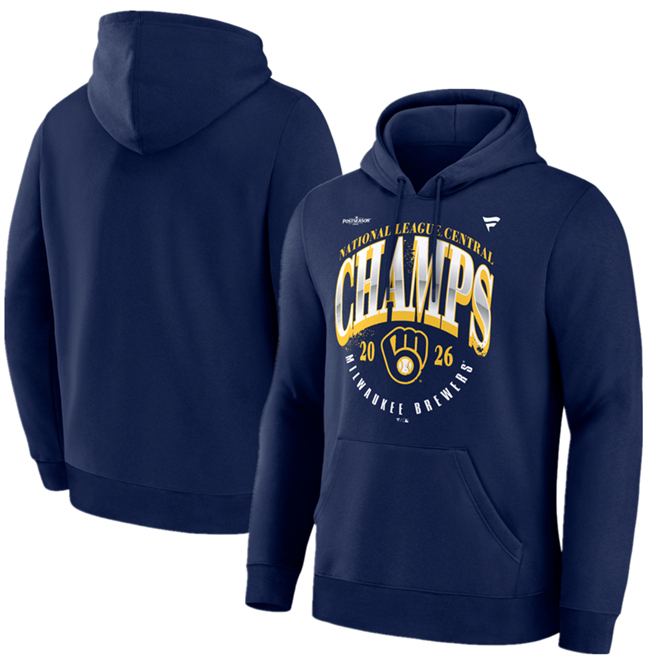Men's Navy Milwaukee Brewers 2026 NL Central Division Champions Distressed Hoodie